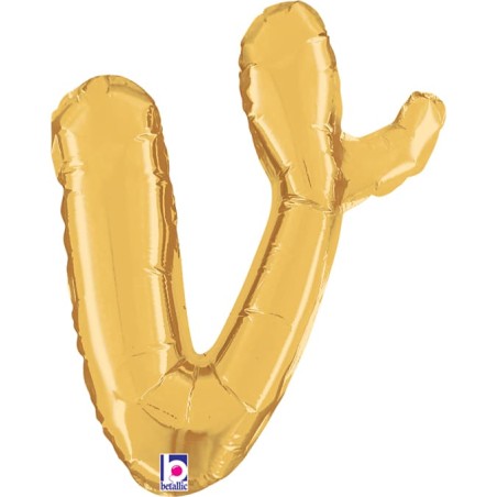 Palloncino in Foil 14" Lettera V Corsivo Oro "Script Gold" Lettere Corsivo 14" Oro "Gold"