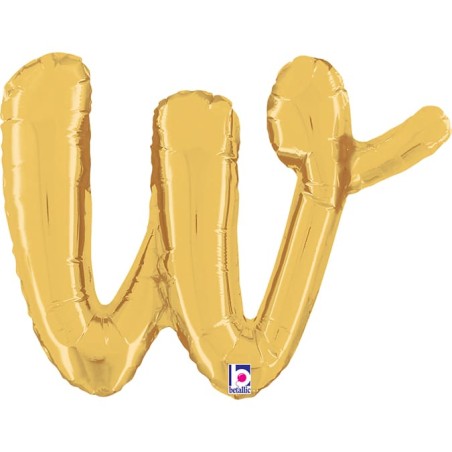 Palloncino in Foil 14" Lettera W Corsivo Oro "Script Gold" Lettere Corsivo 14" Oro "Gold"