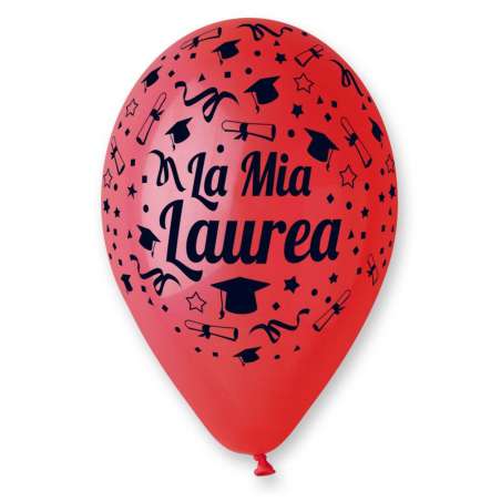 Palloncino in Lattice 13" GS120 Rosso con Scritta "La Mia Laurea" 50pz Gemar "Special Occasions"