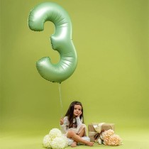 Palloncino in Foil 40" Numero 4 Verde Oliva "Satin Olive" Numeri 40" Verde Oliva "Satin Olive Green"