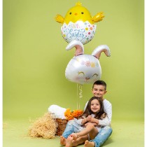 Palloncino in Foil 33" Super Shape Pulcino "Easter Egg Chick" Pasqua Grabo