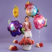 Palloncino in Foil 35" Super Shape Uovo Pasquale "Easter Egg Flowers" Pasqua Grabo