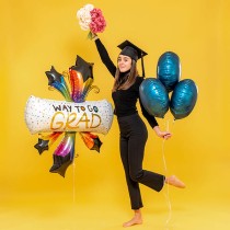 Palloncino in Foil 42" Super Shape Pergamena "Bursting Stars Grad Diploma" Laurea Grabo