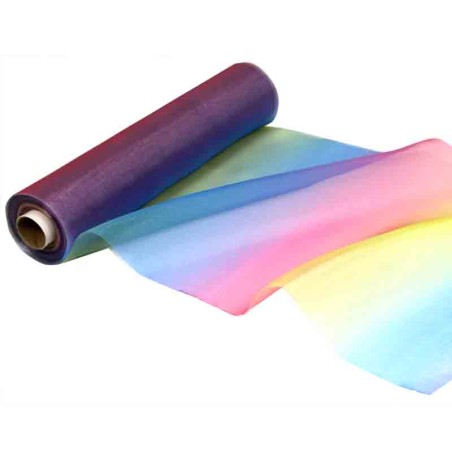 Organza decorativa Ombre Arcobaleno "Rainbow" 20mt Tulle e Nastrini Oaktree