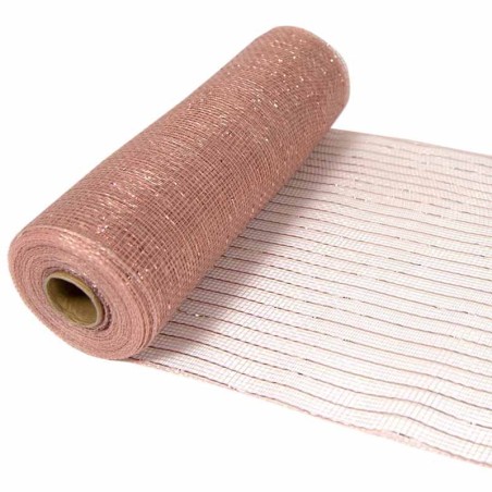 Rotolo Decorativo effetto Rete Rose Gold 9mt Tulle e Nastrini Oaktree
