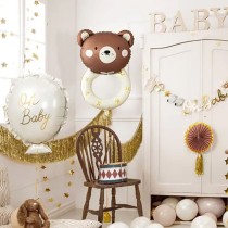 Palloncino in Foil 35" Super Shape Sonaglio con Orsetto "Teddy Rattle" Baby Shower