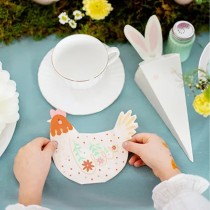 Tovagliolo di Carta 26x32cm Sagomato Gallina con Fiori "Hen" 20pz Coordinati e Tavola Pasqua