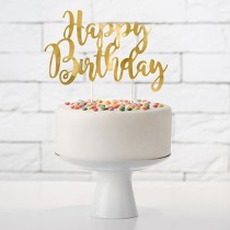 Cake Topper di Carta 23cm Oro Sagomato "Happy Birthday" Picks e Topper Eventi