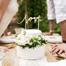 Cake Topper di Carta 17cm Oro Sagomato "Love" Picks e Topper Eventi