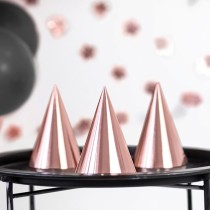 Cappellino a Cono Rose Gold Metallizzato 6pz Accessori Persona Natale e Capodanno
