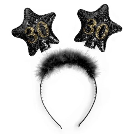Cerchietto per Capelli con Antenne Stella Nero 30 Anni Cerchietti e Tiare