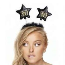 Cerchietto per Capelli con Antenne Stella Nero 30 Anni Cerchietti e Tiare