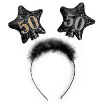 Cerchietto per Capelli con Antenne Stella Nero 50 Anni Cerchietti e Tiare