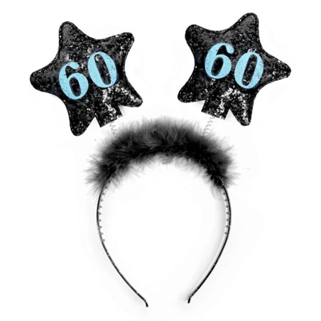 Cerchietto per Capelli con Antenne Stella Nero e Celeste 60 Anni Cerchietti e Tiare