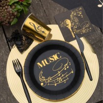 Bicchiere di Carta 270ml Musica Disco d'Oro "Disque d'Or" 10pz Musica Disco d'Oro