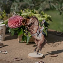 Centrotavola di Legno sagomato Cavallo e Fantino "Equitazione" 20cm Equitazione "Hippique"
