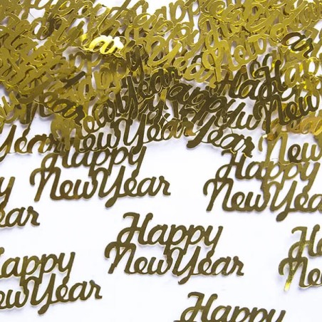 Confetti in Plastica Sagomati "Happy New Year" Oro 3gr Accessori Tavola Natale e Capodanno