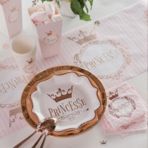 Piatto di Carta 21cm Principessa Rose Gold "Princesse" 10pz Festa Tema Principessa