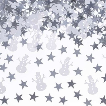 Confetti in Plastica Sagomati Pupazzi di Neve e Stelle 7gr Accessori Tavola Natale e Capodanno