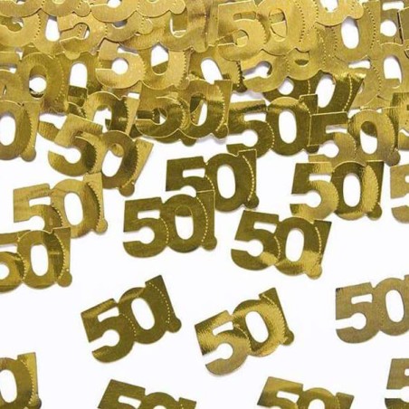 Confetti in Plastica Sagomati N.50 Oro Metallizzato 15gr 50° Anniversario