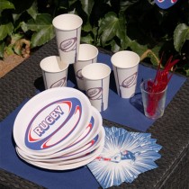 Piatto di Carta 25cm Palla da Rugby 10pz Rugby