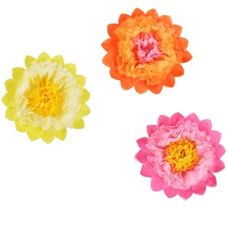 Decorazione di Carta Velina Fiori "Flowers" 3pz Decorazioni Tropicali
