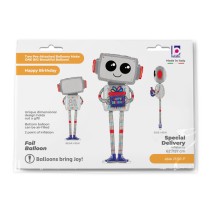 Palloncino in Foil 62" Air Filled Robot con Pacco Regalo "Happy Birthday" Generici Grabo