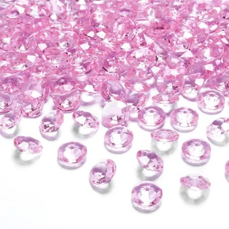 Diamanti in Plastica Rosa 100pz Confetti Tondi