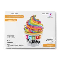 Palloncino in Foil 56" Air Filled Cupcake H.B. "B-Day Cupcake" Happy Birthday Grabo