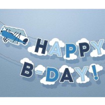 Festone Happy Birthday "Little Plane" Aeroplano Arcobaleno e Nuvole "Happy Rainbow"