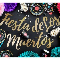 Festone "Fiesta De Los Muertos" Oro Metallizzato 1.60mt Addobbi e Festoni Halloween