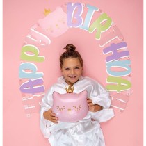 Festone Happy Birthday Gatto Rosa "Cat Princess" 2mt Coordinati Tavola Maverick