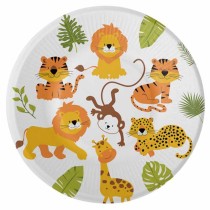 Piatto di Carta 23cm con Animali della Giungla "Happy Jungle" 8pz Giungla "Happy Jungle"