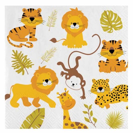 Tovagliolo di Carta 33x33cm della Giungla "Happy Jungle" 16pz Giungla "Happy Jungle"