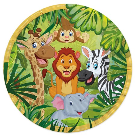 Piatto di Carta 23cm con Giungla "Jungle" 8pz Giungla "Jungle"