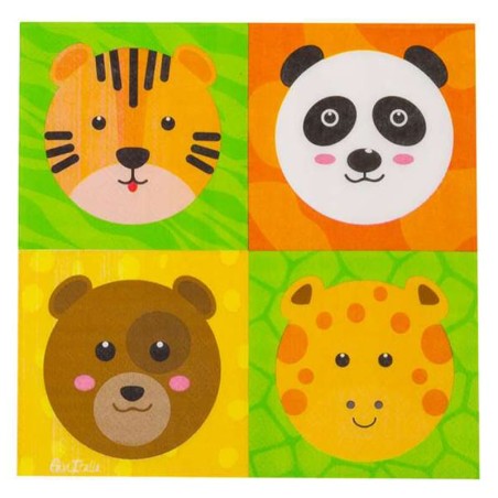 Tovagliolo di Carta 33x33cm Animali dello Zoo "Zoo Party" 16pz Giungla Party