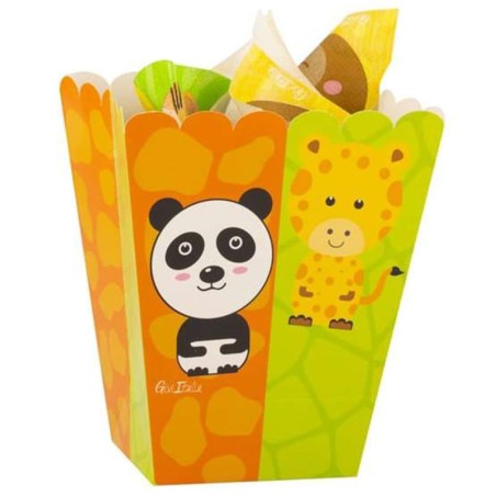 Box Porta Caramelle o Popcorn "Zoo Party" 4pz Giungla Party