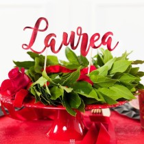 Cake Topper di Carta 14cm Rosso Metallizzato Sagomato "Laurea" Picks e Topper Eventi