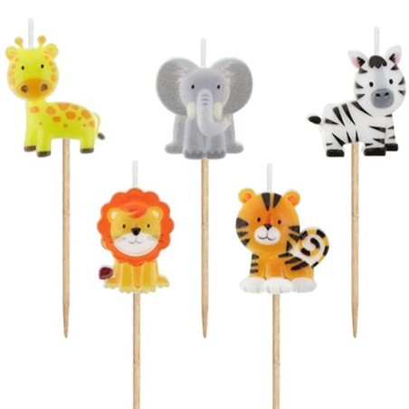 Candelina Picks Animali Giungla "Jungle" 5pz Candeline Sagomate Fantasia