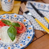 Piatto di Carta 20cm Bianco e Blu con decoro "Capri" 8pz Capri