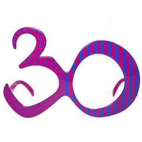 Occhiali Party di Plastica Fucsia Sagomati N.30 Accessori e Palloncini 30° Compleanno