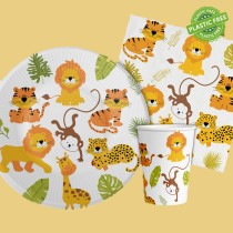 Piatto di Carta 18cm con Animali della Giungla "Happy Jungle" 8pz Giungla "Happy Jungle"