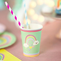 Bicchiere di Carta 200ml Arcobaleno e Nuvole "Rainbow Cloud" 8pz Arcobaleno e Nuvole "Happy Rainbow"