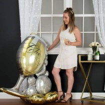 Palloncino in Foil 51" AirLoonz Calice con Bollicine "Cheers" Standups ad Aria "No Elio"