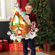 Palloncino in Foil 30" Super Shape Casa di Marzapane "Gingerbread House" Natale