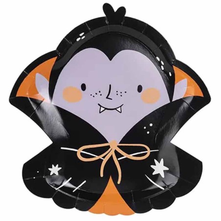 Piatto di Carta 25cm sagomato Conte Dracula 6pz Pink Halloween