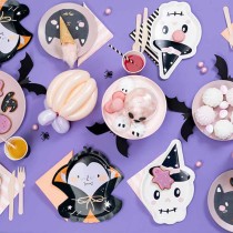 Piatto di Carta 25cm sagomato Conte Dracula 6pz Pink Halloween