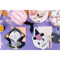 Piatto di Carta 27cm sagomato Teschio Stregato "Skull" 6pz Pink Halloween