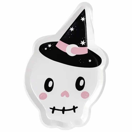 Piatto di Carta 27cm sagomato Teschio Stregato "Skull" 6pz Pink Halloween