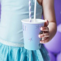Bicchiere di Carta 220ml con Narvalo iridescente "Narwhal" 6pz Balena, Delfino e Narvalo